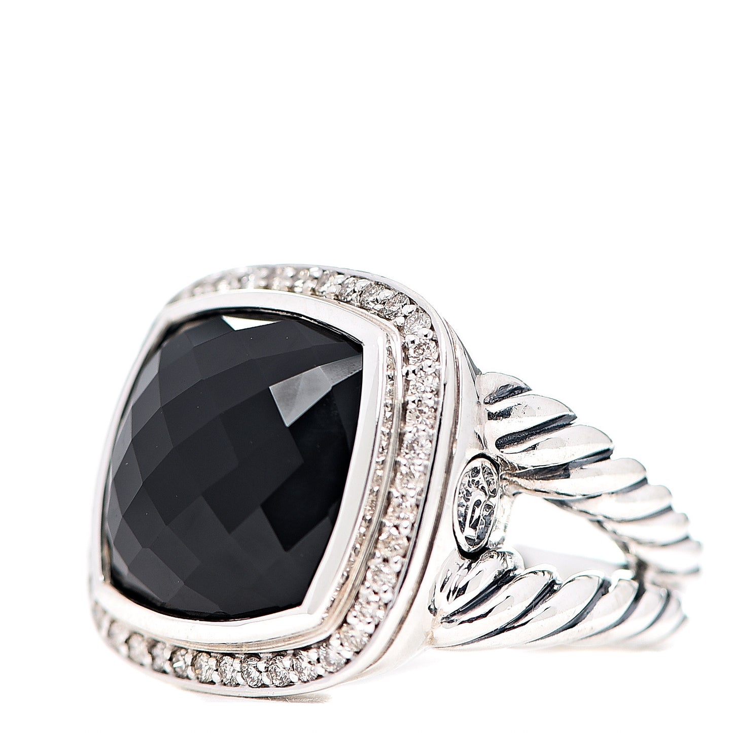 Sterling Silver Diamond Black Onyx 14mm Albion Ring 55 7.25