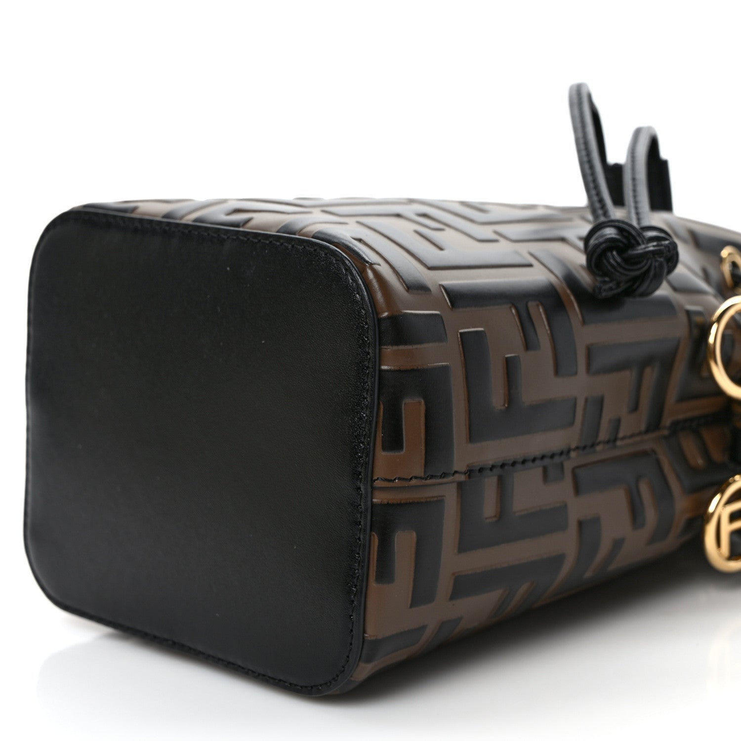 Fendi Vitello Liberty F is Fendi Bi-Color FF 1974 Embossed Mini Mon Tresor Bucket Bag Maya Black 9 of 10