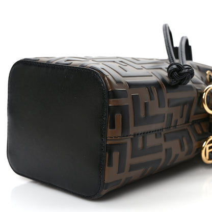 Fendi Vitello Liberty F is Fendi Bi-Color FF 1974 Embossed Mini Mon Tresor Bucket Bag Maya Black 9 of 10