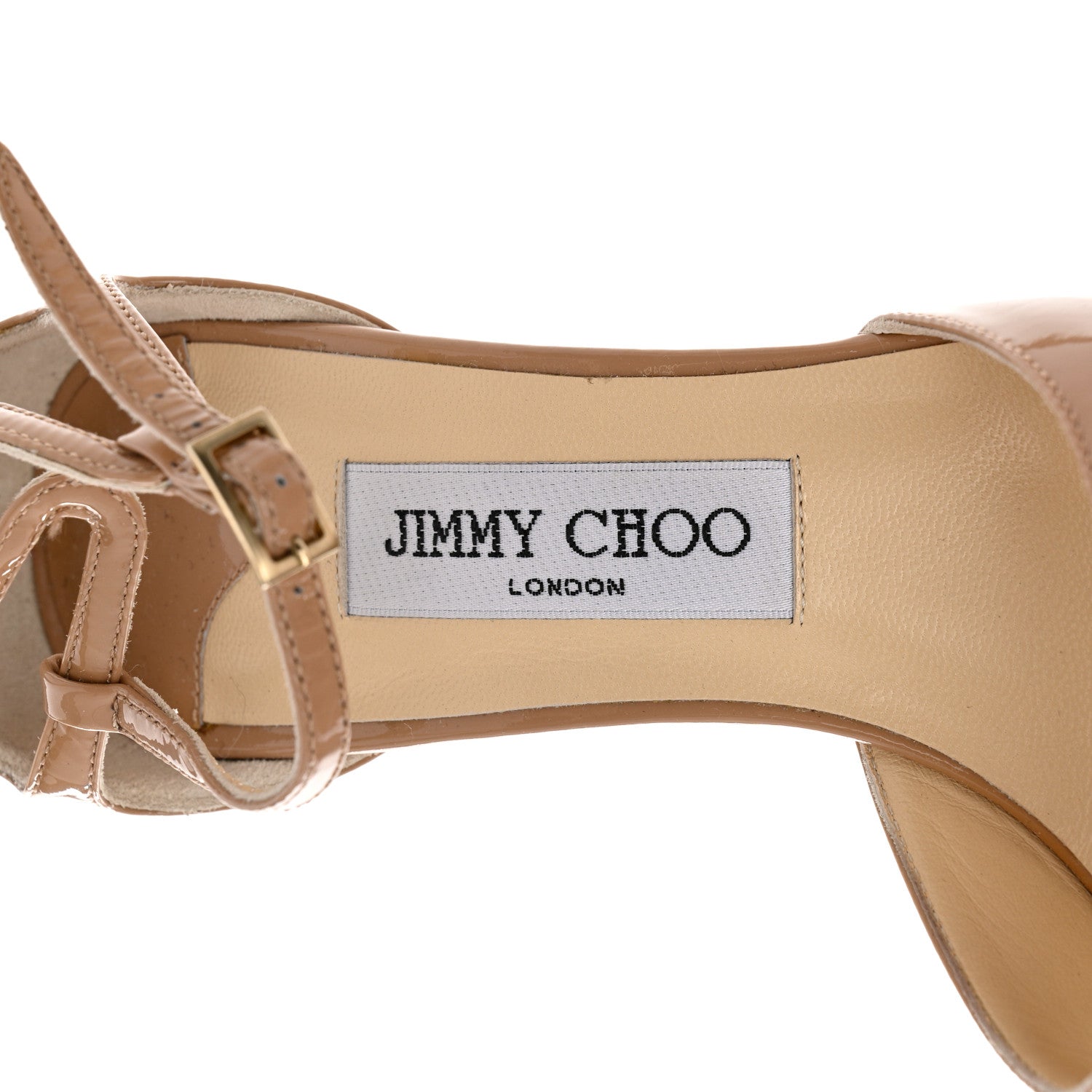 Jimmy Choo Patent Calfskin Sandals 38 Nude 6 of 8