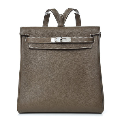 Hermes Taurillon Clemence Kelly Ado Backpack Etoupe 1 of 21