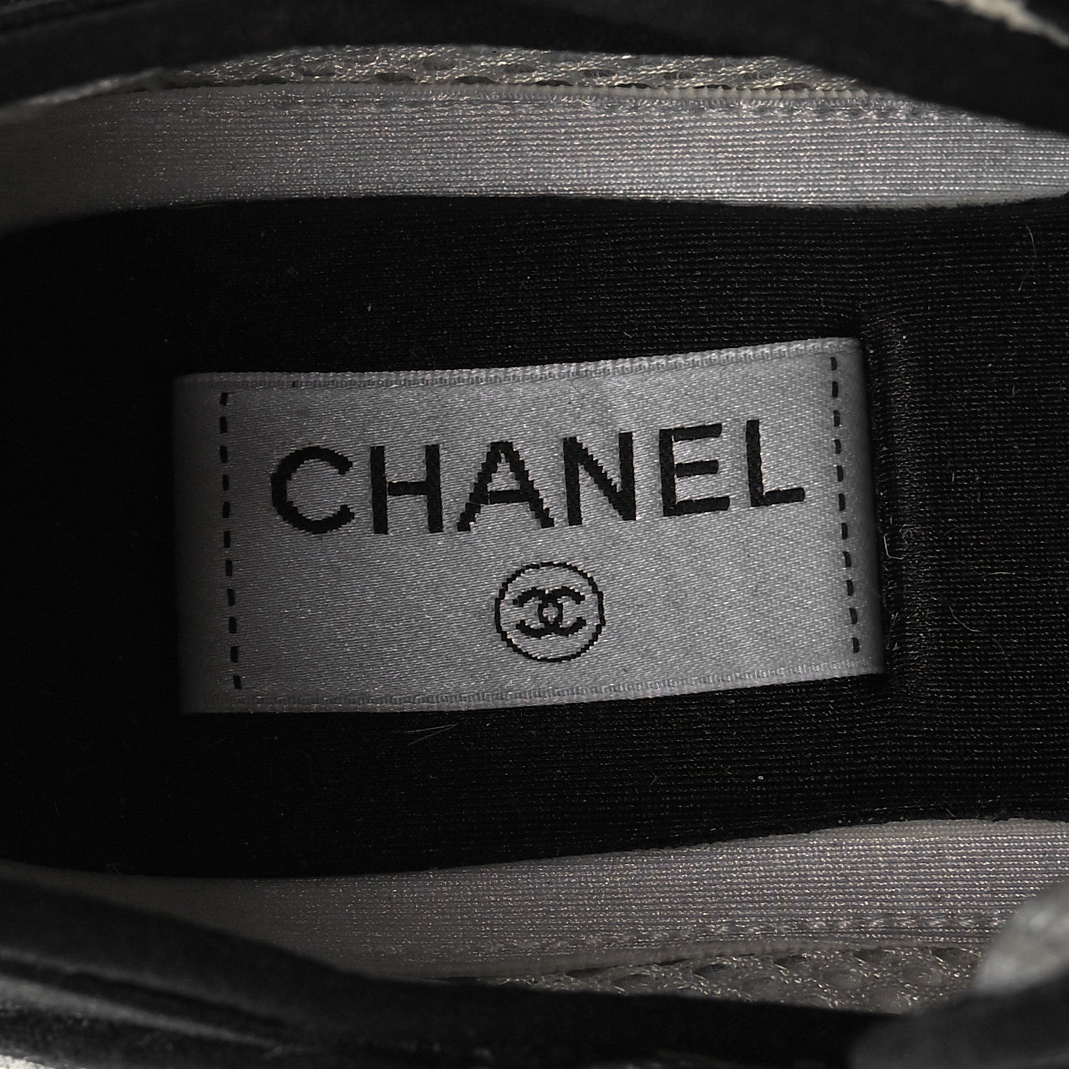 Chanel Velvet Calfskin Mixed Fibers CC Sneakers 37.5 Ivory Black 8 of 8