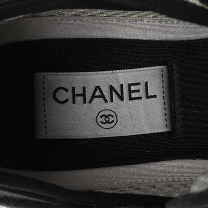 Chanel Velvet Calfskin Mixed Fibers CC Sneakers 37.5 Ivory Black 8 of 8