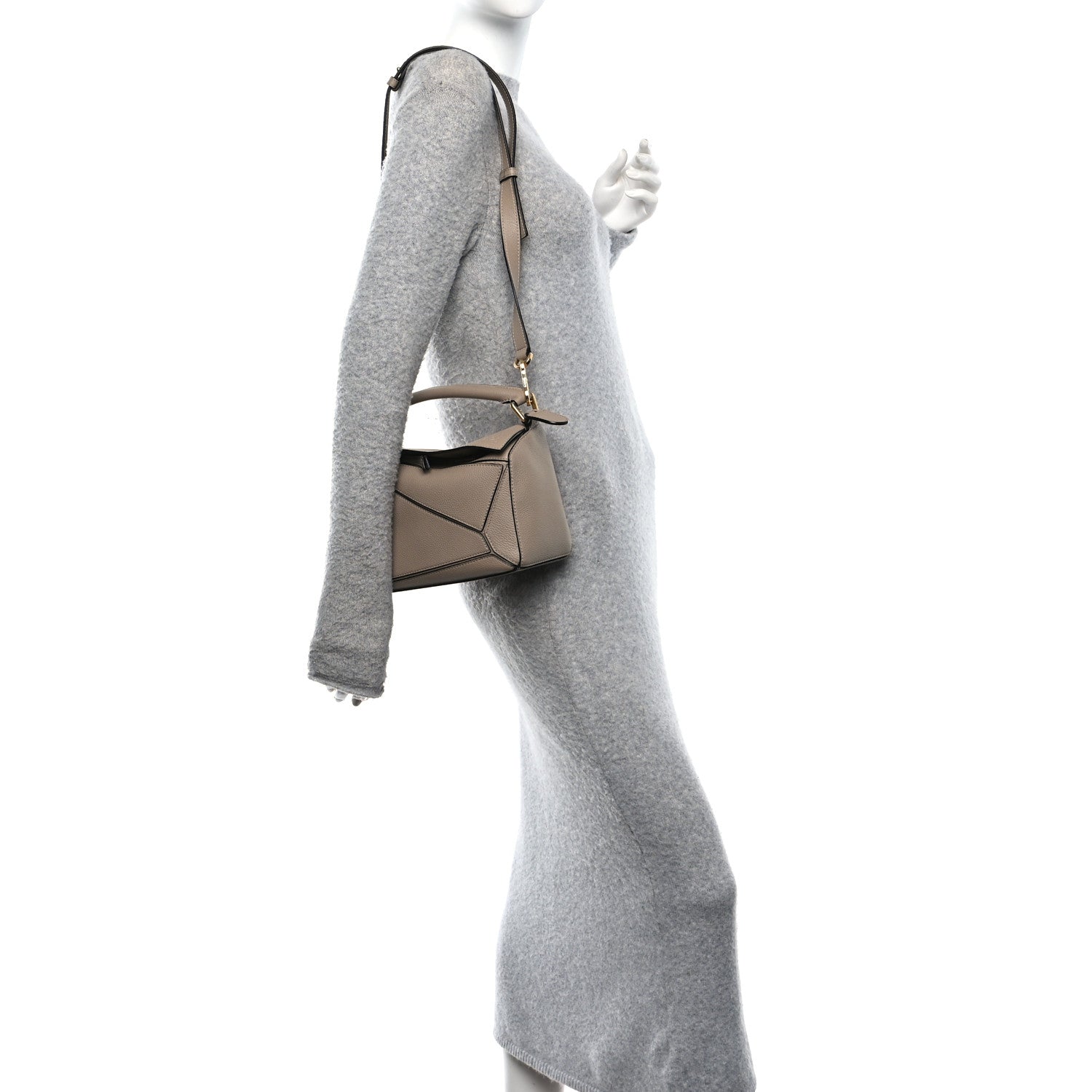 Loewe Grained Calfskin Small Puzzle Bag Sand 2 of 11