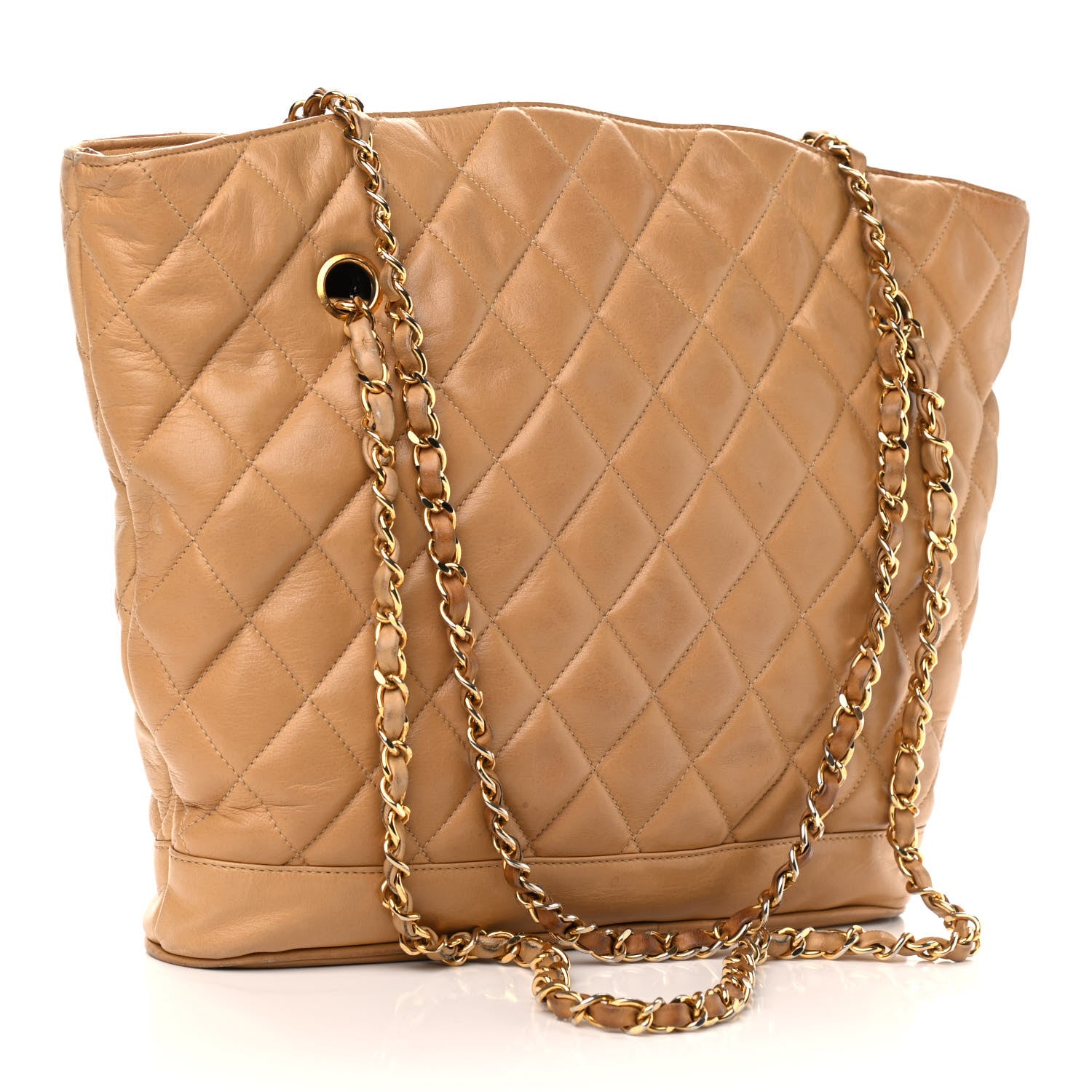 Chanel Lambskin Quilted Shopper Tote Beige 3 of 18