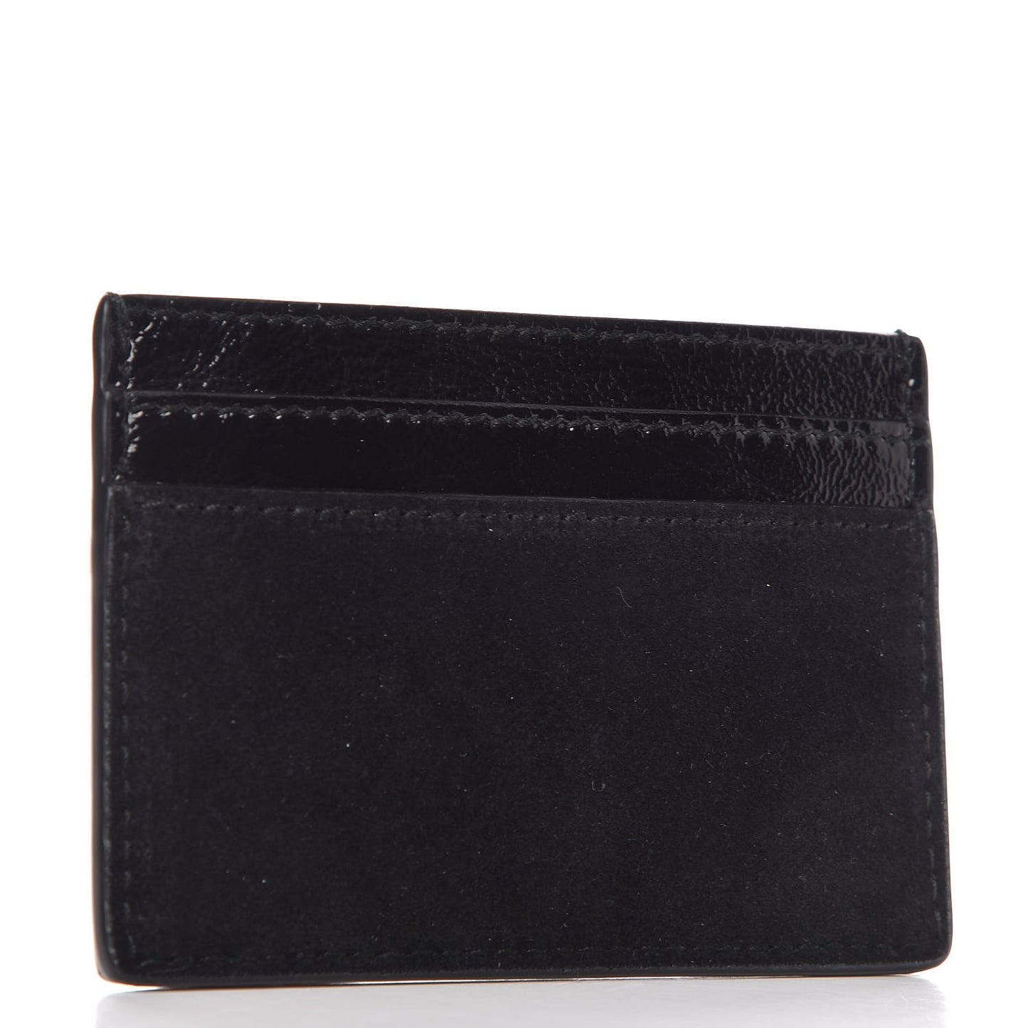 Suede Patent Web GG Ophidia Card Holder Black