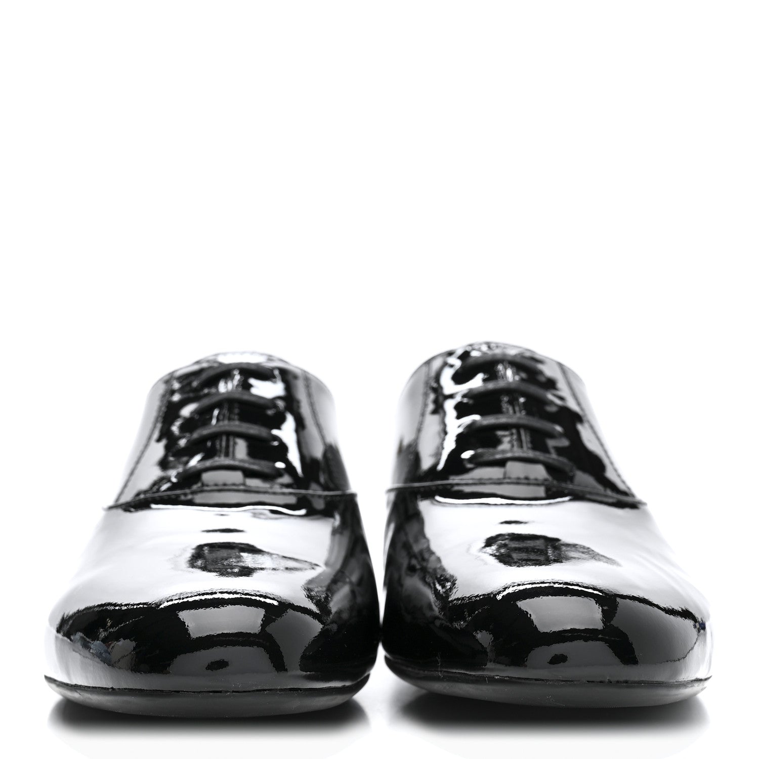 Prada Vernice Lace Up Oxfords 38 Black 3 of 9