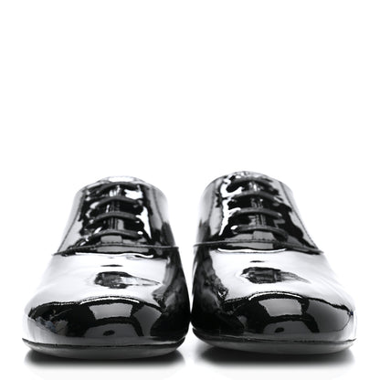Prada Vernice Lace Up Oxfords 38 Black 3 of 9