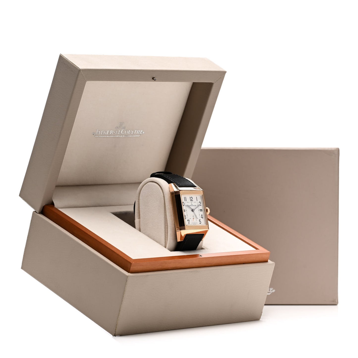 18K Rose Gold Fabric 35mm Reverso Squadra Hometime Automatic Watch Q7002420
