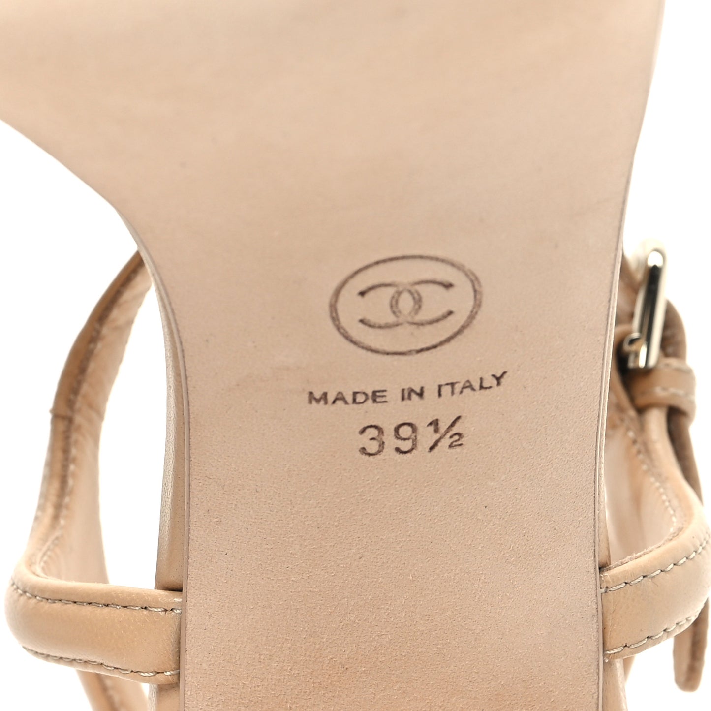 Lambskin Logo Platform Sandals 39.5 Beige