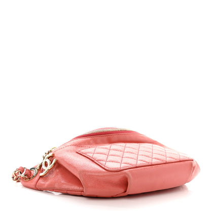 Chanel Crumpled Glazed Lambskin Quilted Waist Bag Fanny Pack Pink 4 of 11