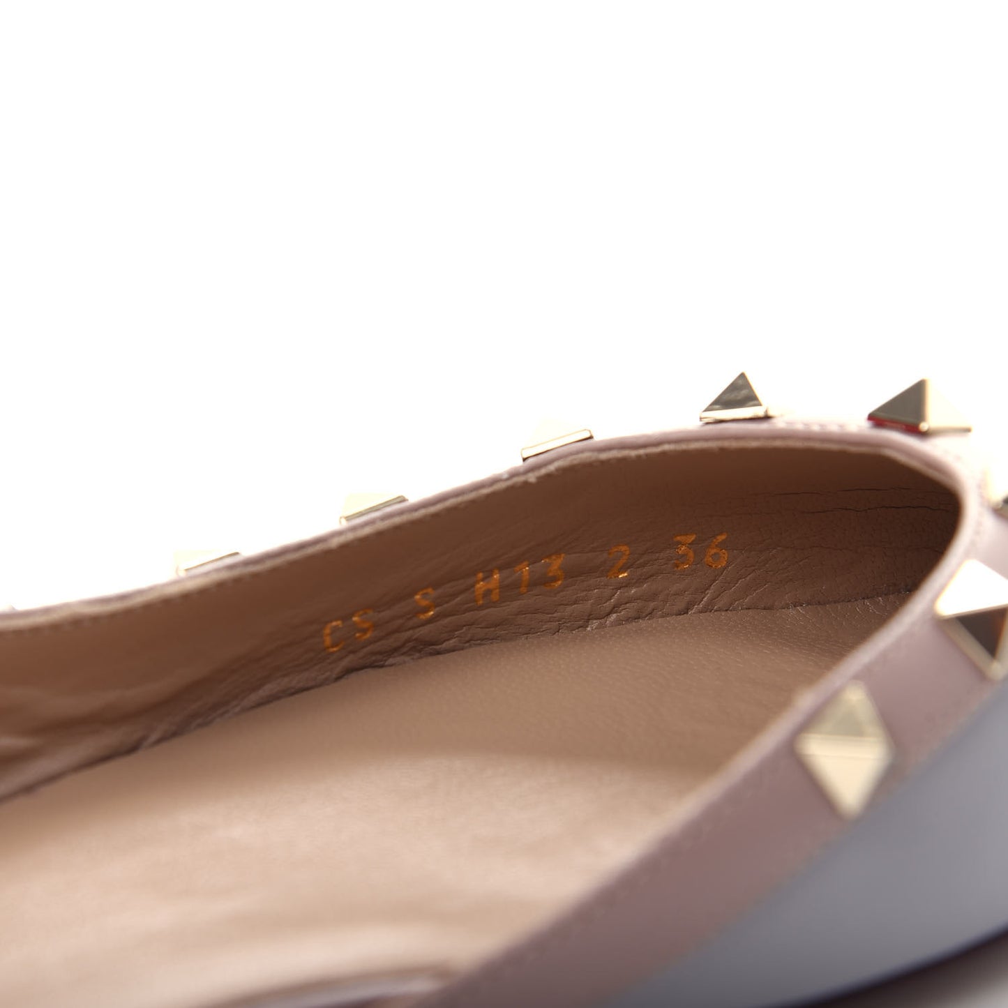 Nappa Rockstud Slingback Flats 36 Pastel Grey Poudre