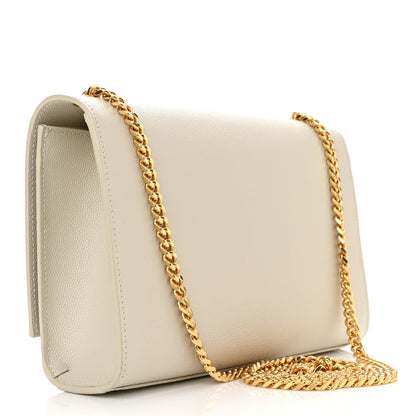 Saint Laurent Grain De Poudre Calfskin Medium Classic Monogram Kate Tassel Satchel Crema Soft 3 of 11
