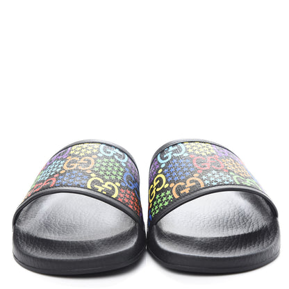 Gucci GG Supreme Monogram Psychedelic Slide Sandals 40 Black Multicolor 5 of 11