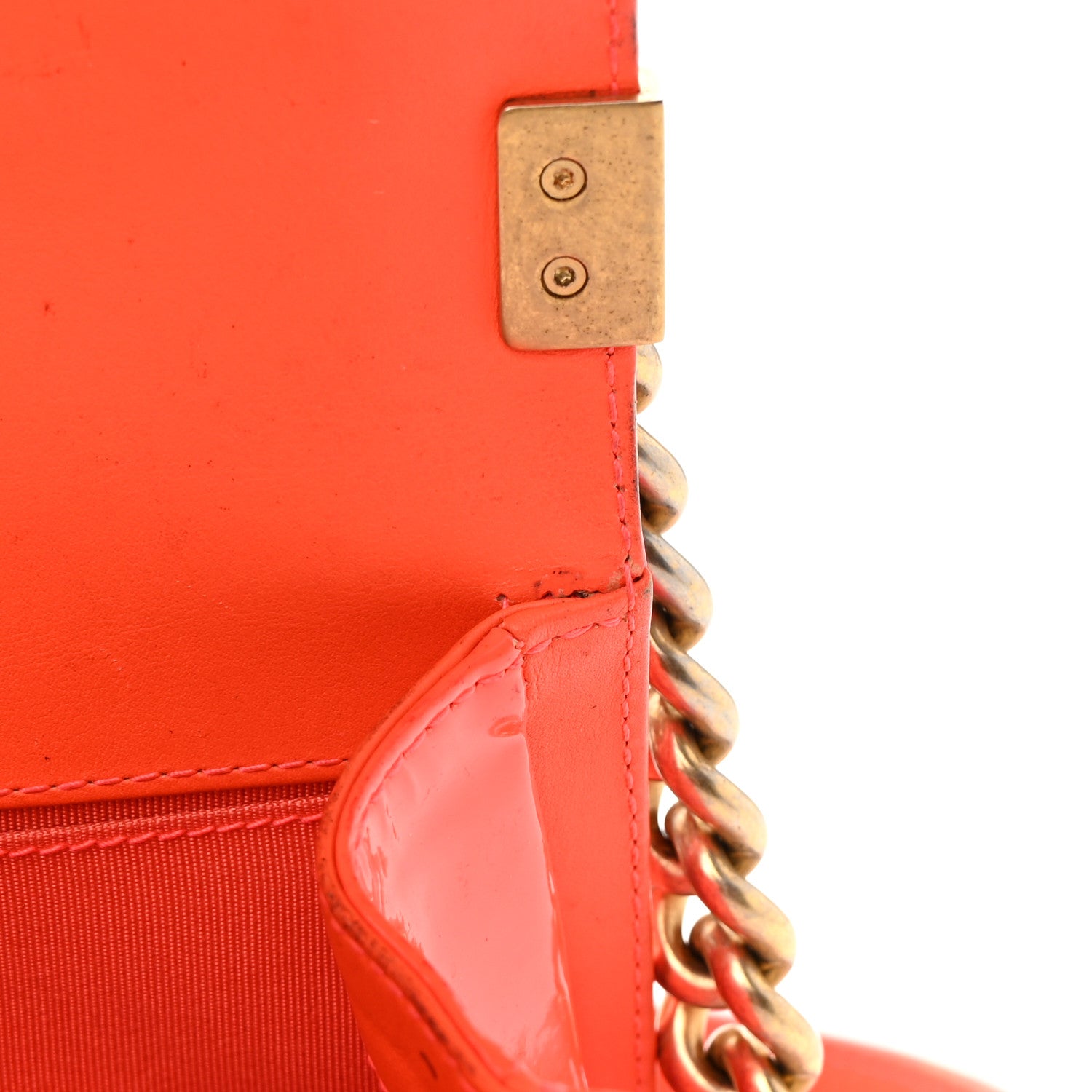Chanel Patent Calfskin Quilted Small Boy Flap Orange 16 of 25