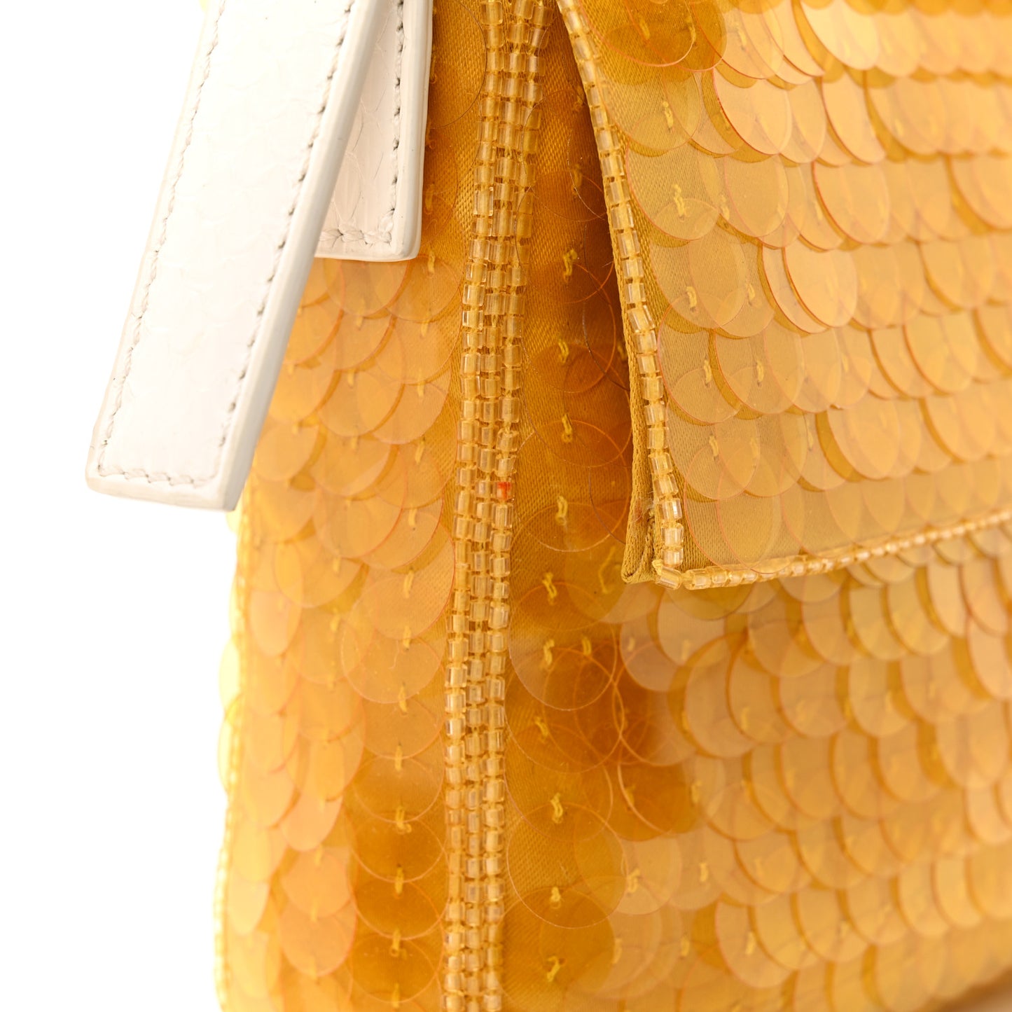 Satin Sequin Paillettes Elaphe Plexiglass Baguette 1997 Giallo Avorio