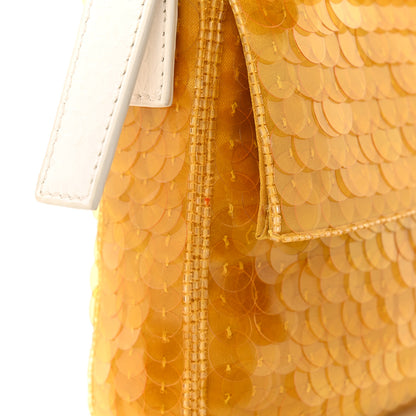 Fendi Satin Sequin Paillettes Elaphe Plexiglass Baguette 1997 Giallo Avorio 13 of 13