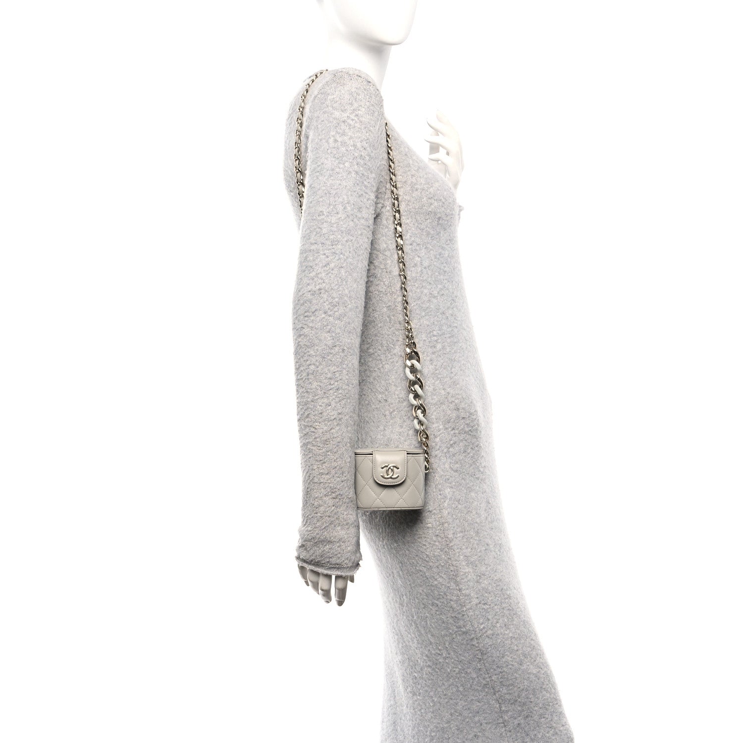 Chanel Lambskin Quilted Mini Vanity Case With Chain Grey 2 of 11