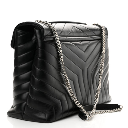 Saint Laurent Calfskin Y Quilted Monogram Large Loulou Chain Satchel Black 3 of 11
