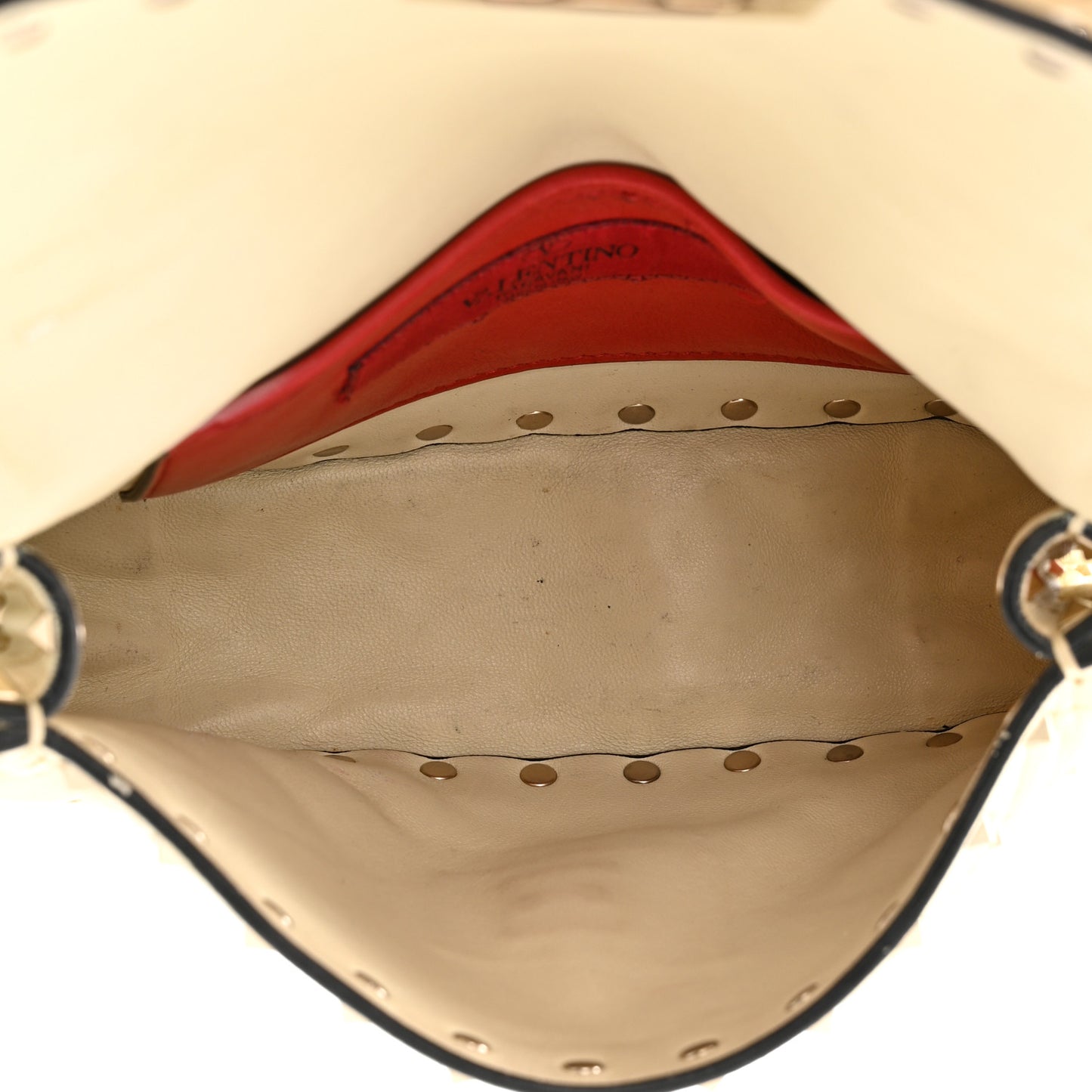 Nappa Small Rockstud Spike Shoulder Bag Light Ivory