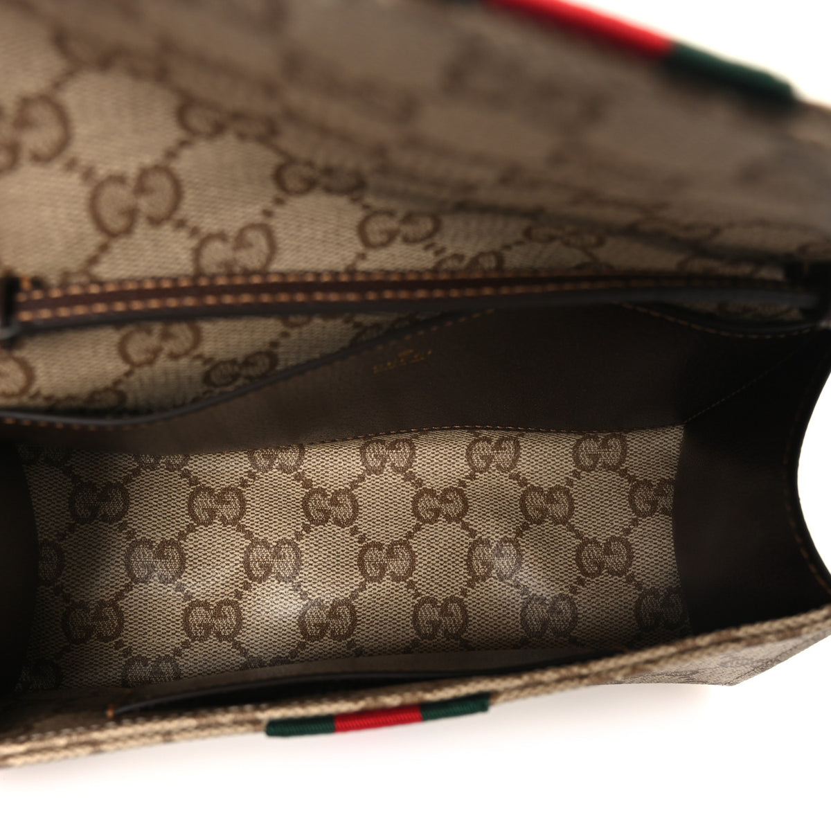Monogram Web Small Pouch with Strap  Sand Dark Brown