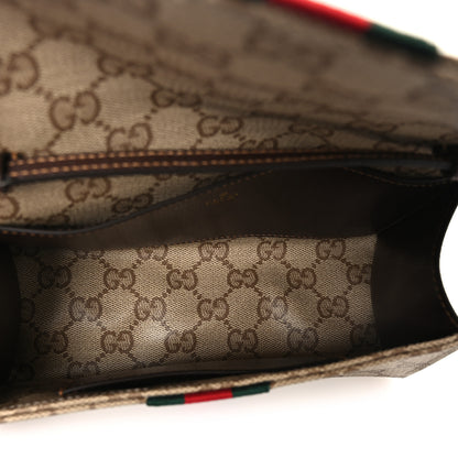Gucci Monogram Web Small Pouch with Strap  Sand Dark Brown 4 of 10