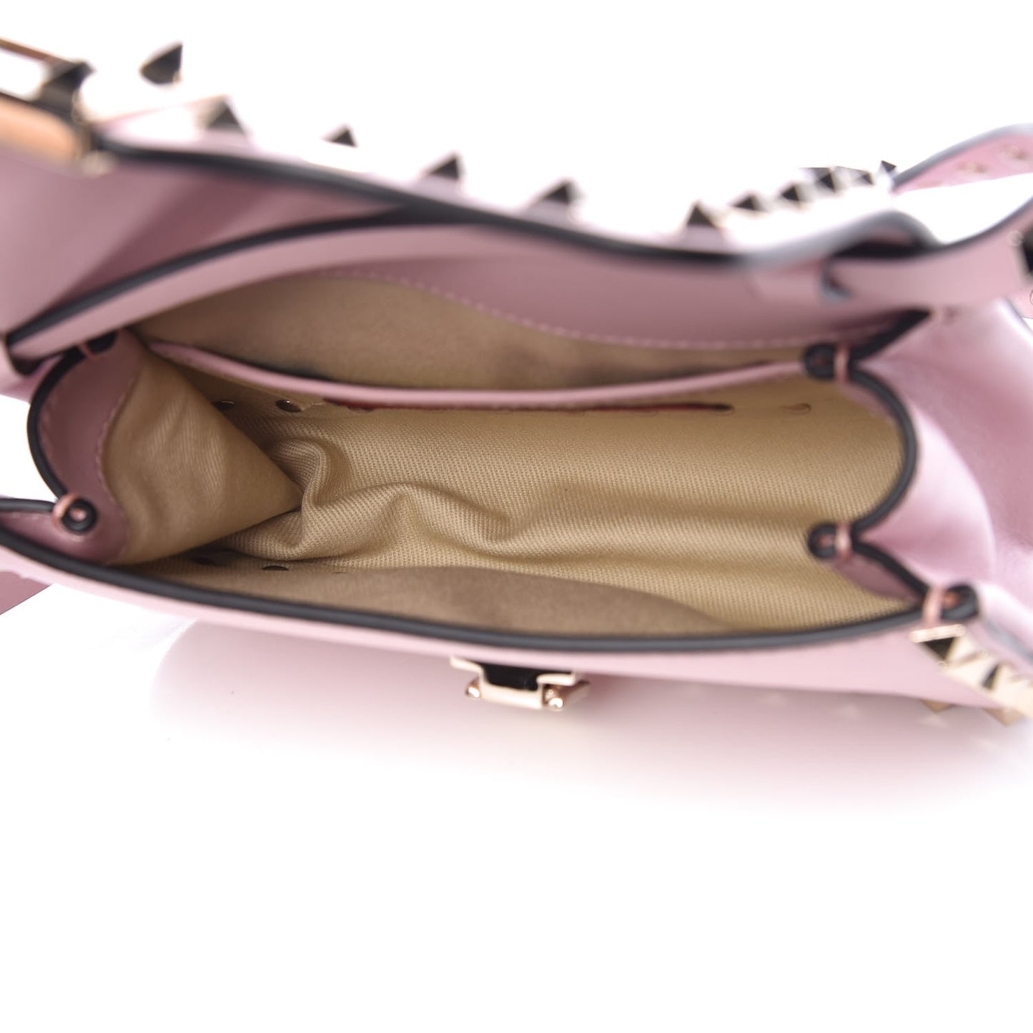 Vitello Mini Rockstud Flap Saddle Crossbody Bag Water Rose