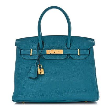 Hermes Taurillon Clemence Birkin 30 Turquoise 1 of 12