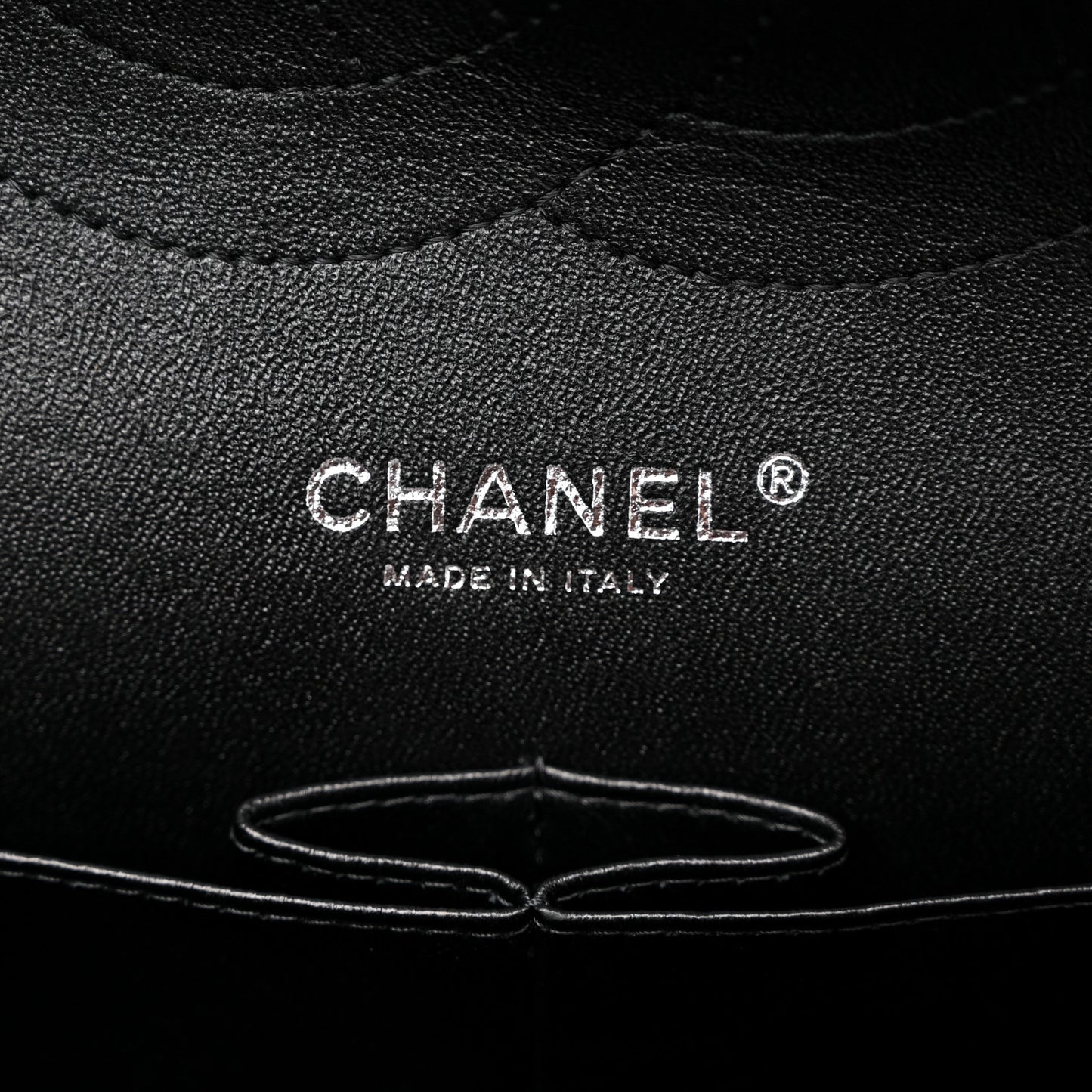 Striated Patent Quilted Jumbo Double Flap Black