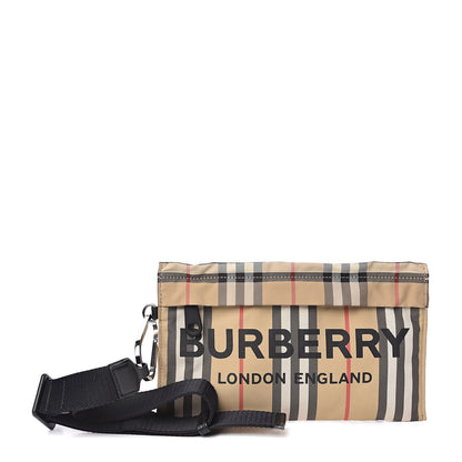 Burberry Nylon Vintage Check Print Logo Wristlet Archive Beige 1 of 7