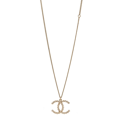 Chanel Metal Crystal CC Pendant Necklace Gold 1 of 5