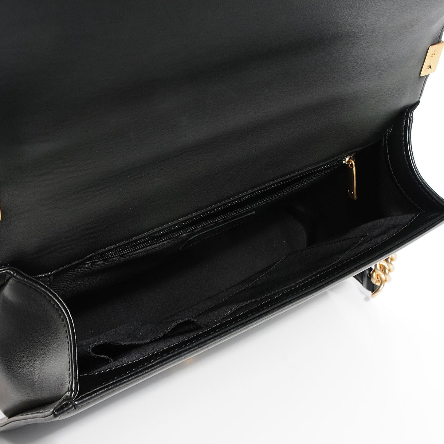 Lambskin Quilted Large Boy Flap Black