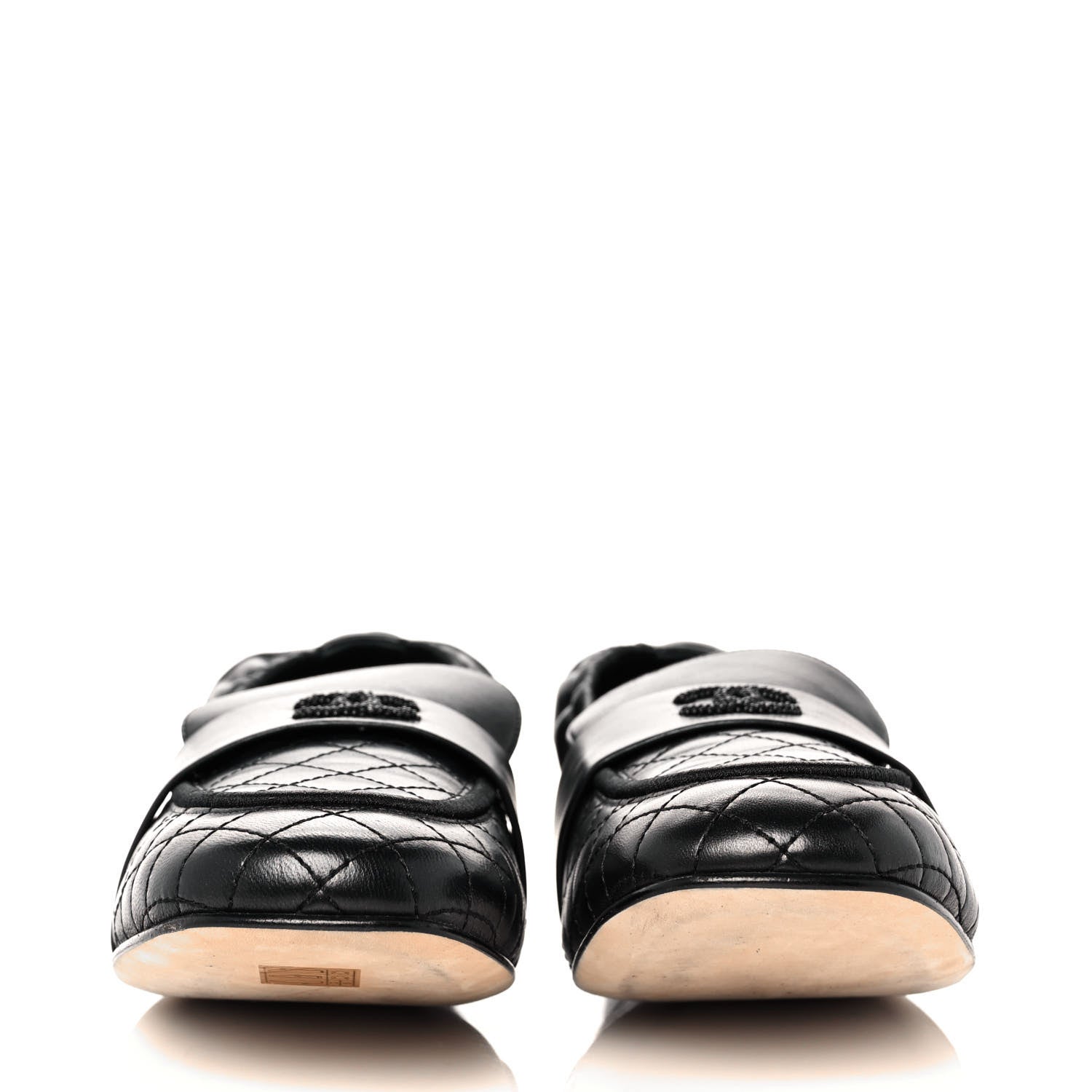 Chanel Laminated Lambskin Womens Quilted Elastic CC Moccasin Loafers 36 Black 2 of 9