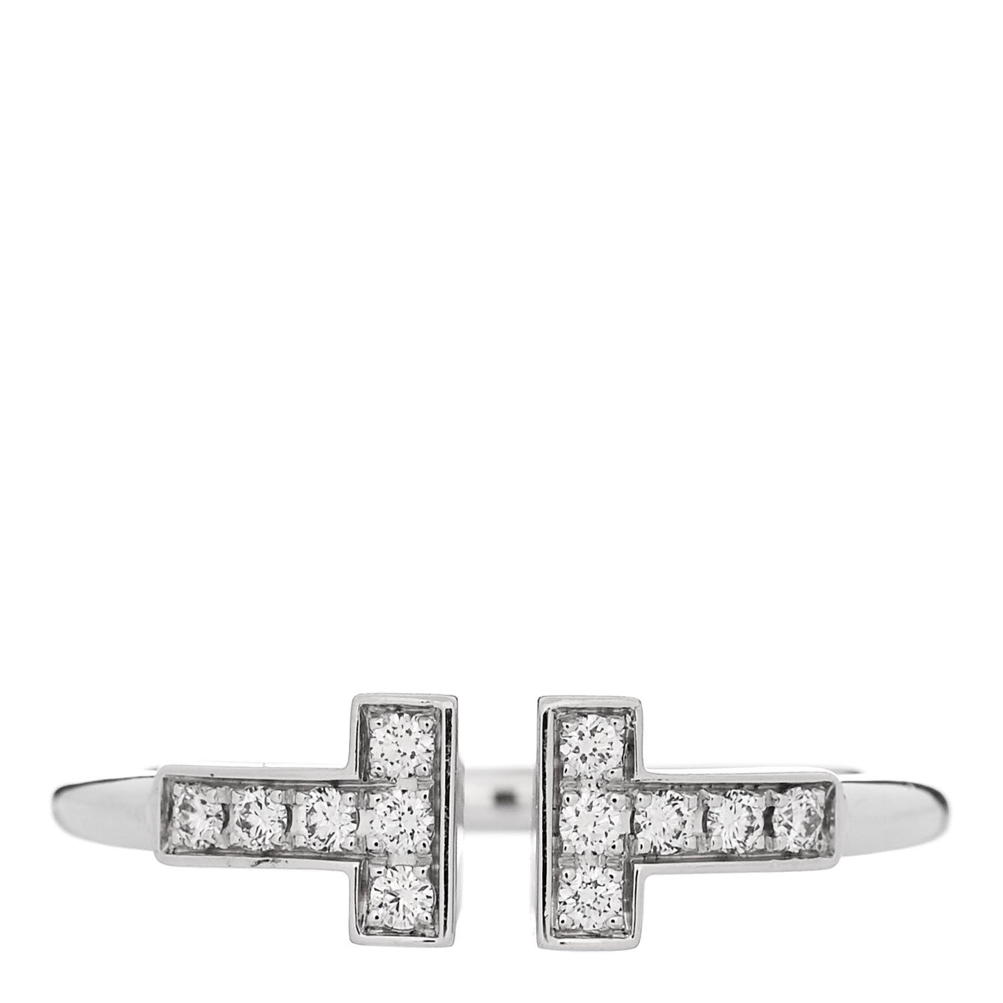 18K White Gold Diamond T Wire Ring 54 6.75