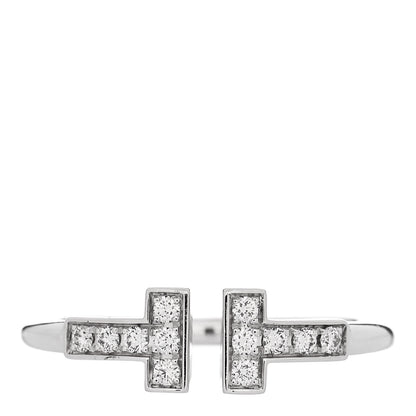 Tiffany 18K White Gold Diamond T Wire Ring 54 6.75 1 of 6