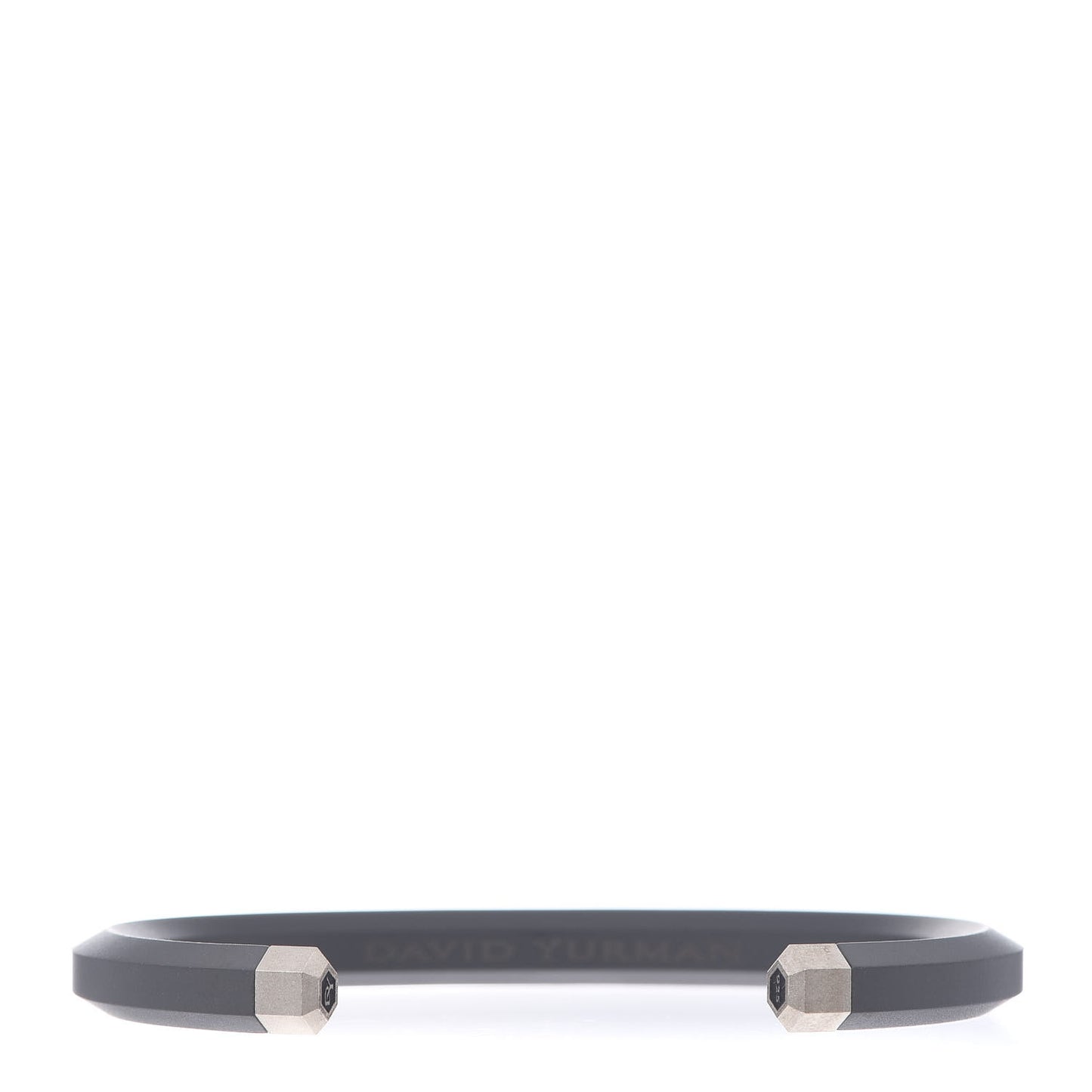 Sterling Silver Rubber 8mm Mens Hex Cuff Bracelet M Grey