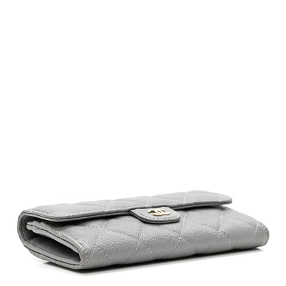 Chanel Caviar Quilted Small Flap Gusset Wallet Grey 4 of 8