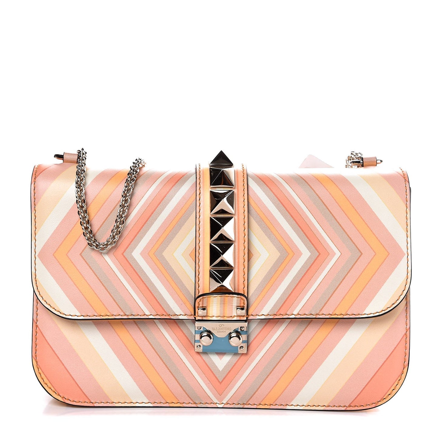 Vitello Native Couture 1975 Medium Glam Lock Rockstud Flap Mandarin Sorbet