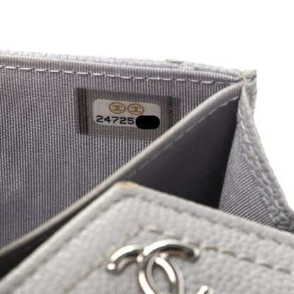 Chanel Caviar Chevron Quilted Card Holder Flap Wallet Grey 8 of 11