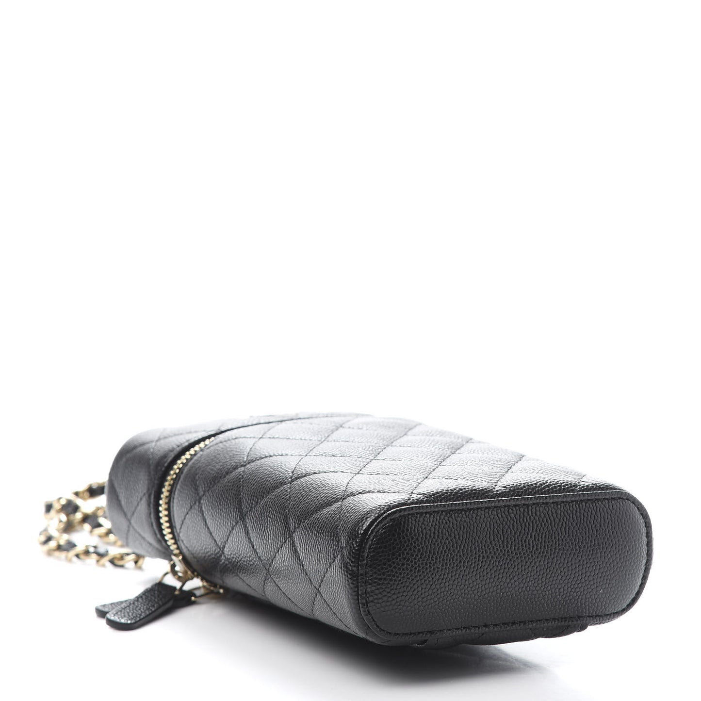 Caviar Quilted Phone Holder With Chain Black