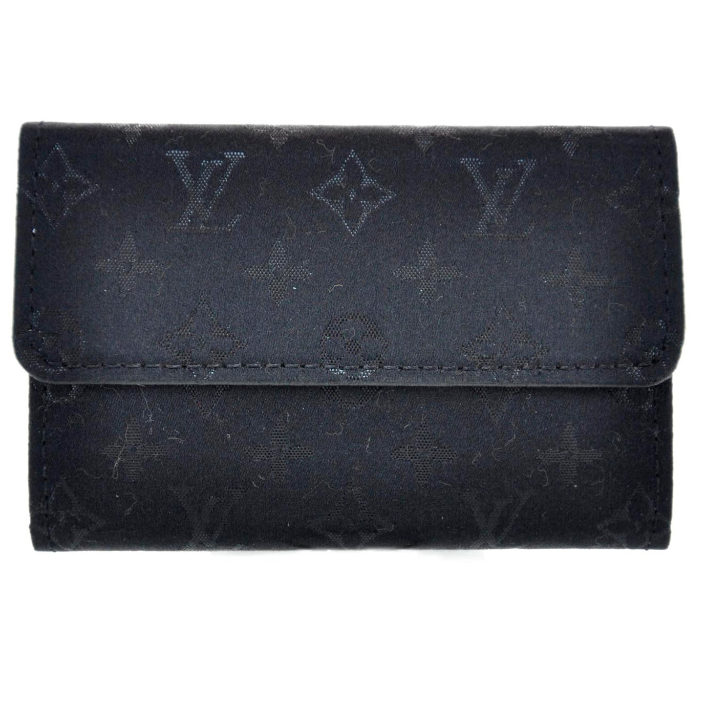 Satin Monogram Porte-Monnaie Snap Wallet Black