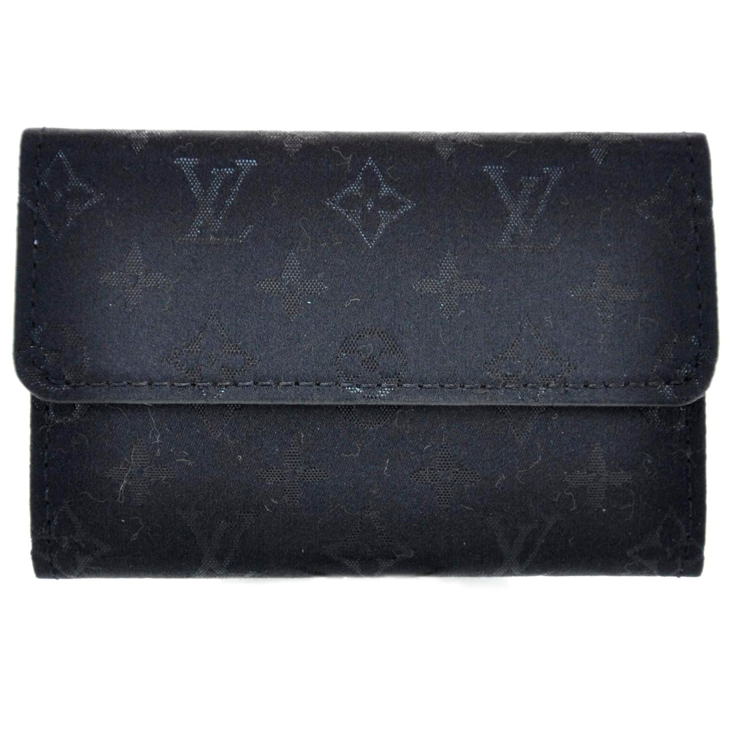 Louis Vuitton Satin Monogram Porte-Monnaie Snap Wallet Black 1 of 7