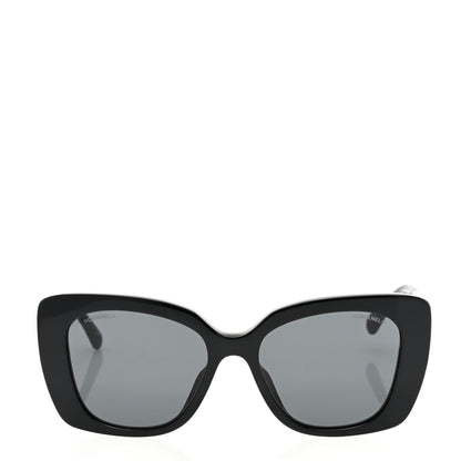 Chanel Acetate Strass Polarized Square Sunglasses 5422-B-A Black White 2 of 8