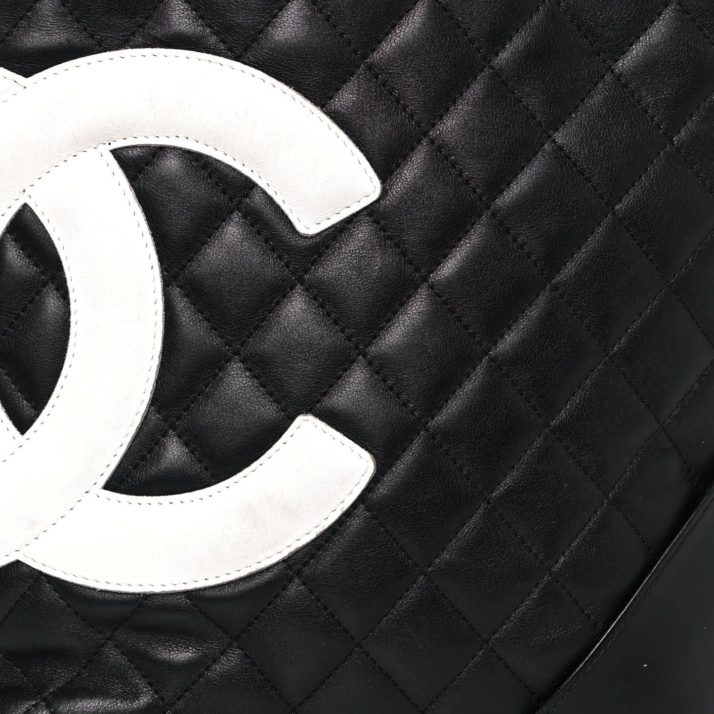 Calfskin Quilted Medium Cambon Tote Black White