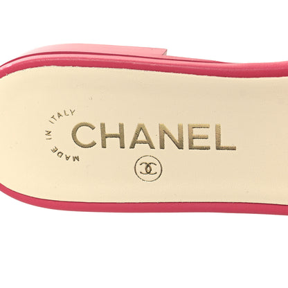 Chanel Fabric Embroidered CC Bow Mules 39 Dark Pink 8 of 9