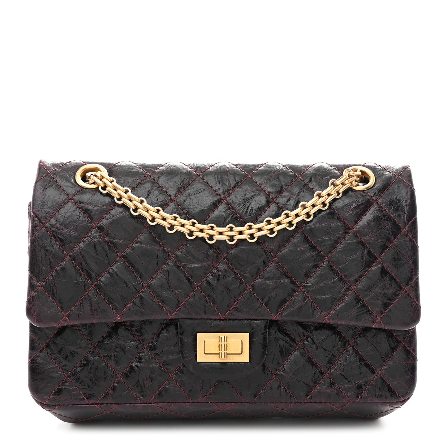 Aged Calfskin Quilted 2.55 Reissue 225 Flap Dark Burgundy