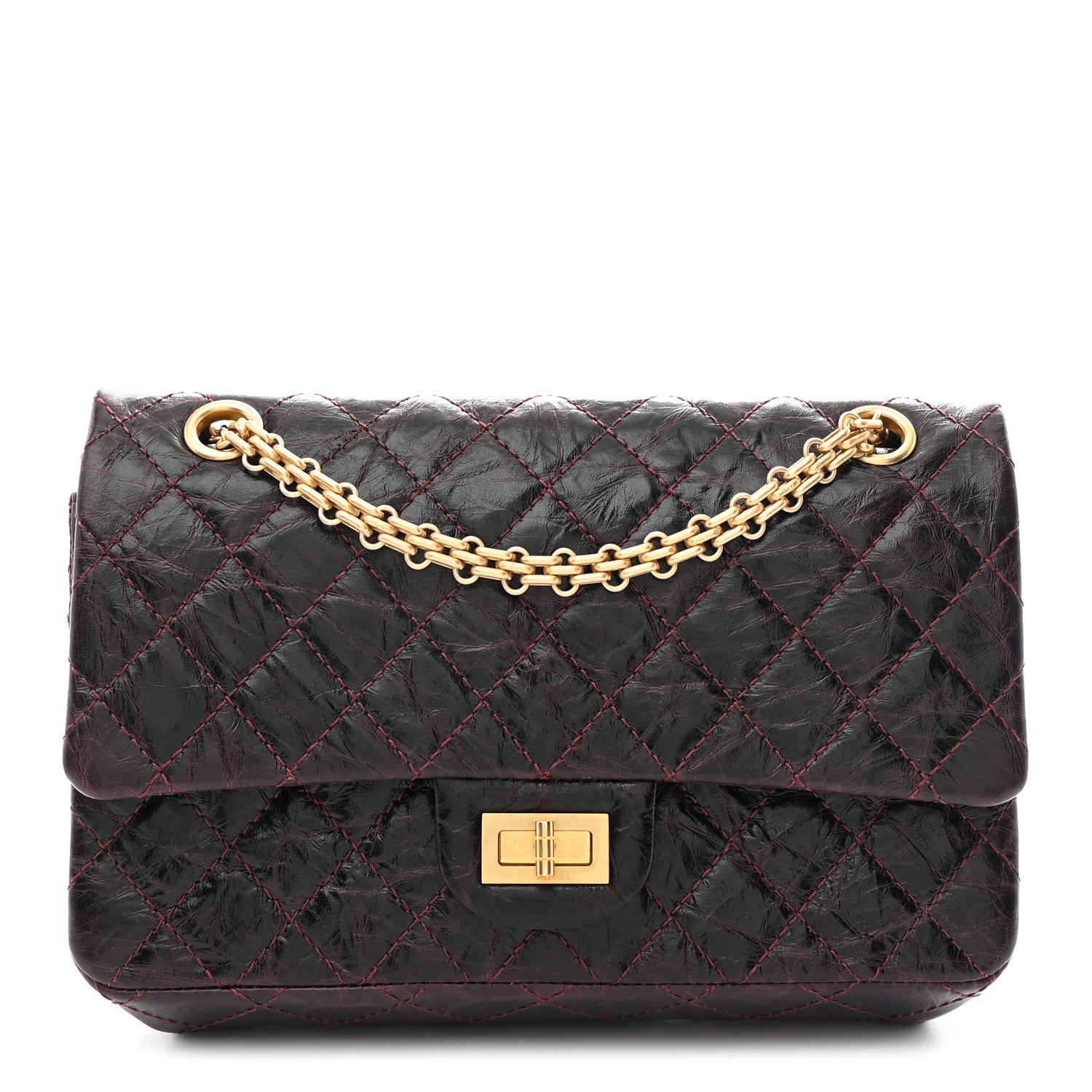 Chanel Aged Calfskin Quilted 2.55 Reissue 225 Flap Dark Burgundy 1 of 10