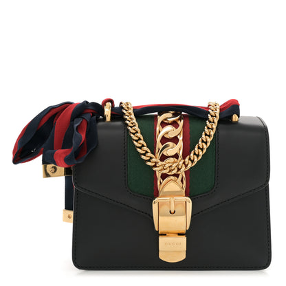Gucci Calfskin Mini Sylvie Chain Shoulder Bag Black 1 of 13