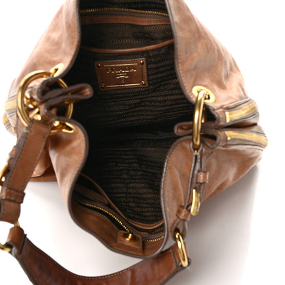 Prada Glace Calfskin Side Zip Hobo Cammeo 5 of 14