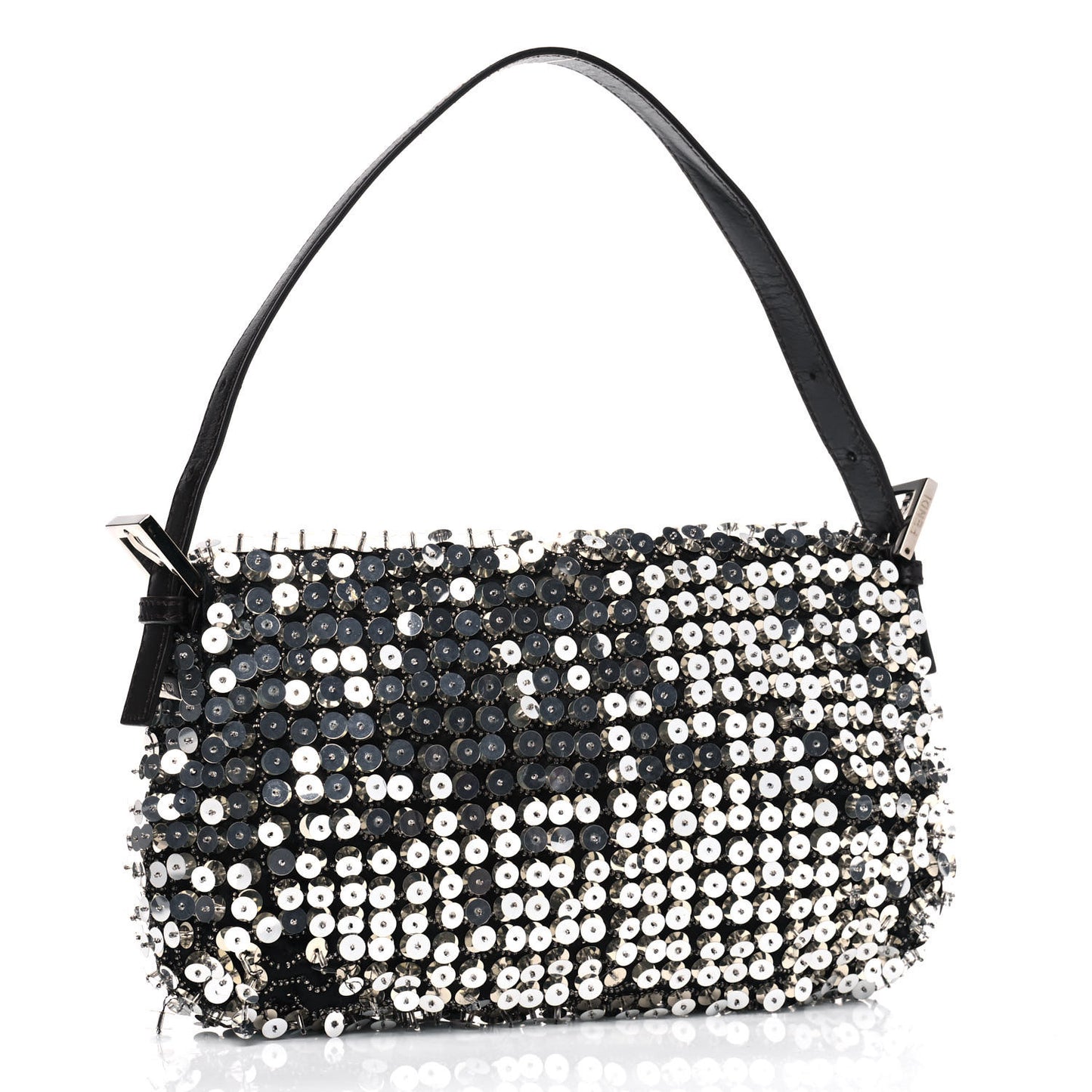 Sequin Beaded Baguette Silver Dark Brown